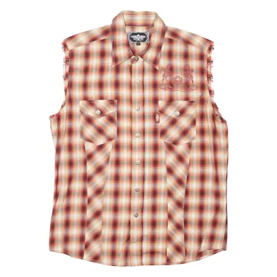 STARS & STRIPES Mens Shirt Orange Check Sleeveless L