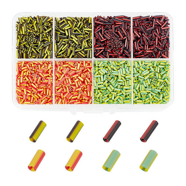 4 Colors Opaque Colours Two Tone Bugle Beads