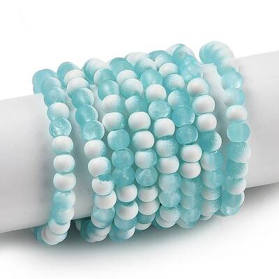 Frosted Crackle Glass Beads Strands