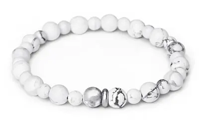 Agato Braccialetto Di Perline In Howlite Bianca Mink156/17