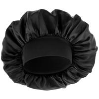 Silk Bonnet for Men, Satin Bonnet Double Layer Elastic Band Silk Sleep Cap Black Soft Adjustable Hair Cap Hair Wrap Large Bon...