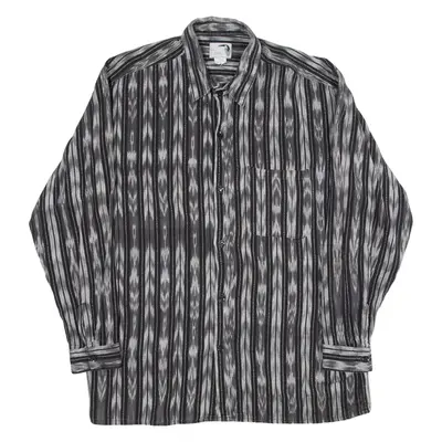 EL TUCAN Mens Shirt Black Striped Long Sleeve L