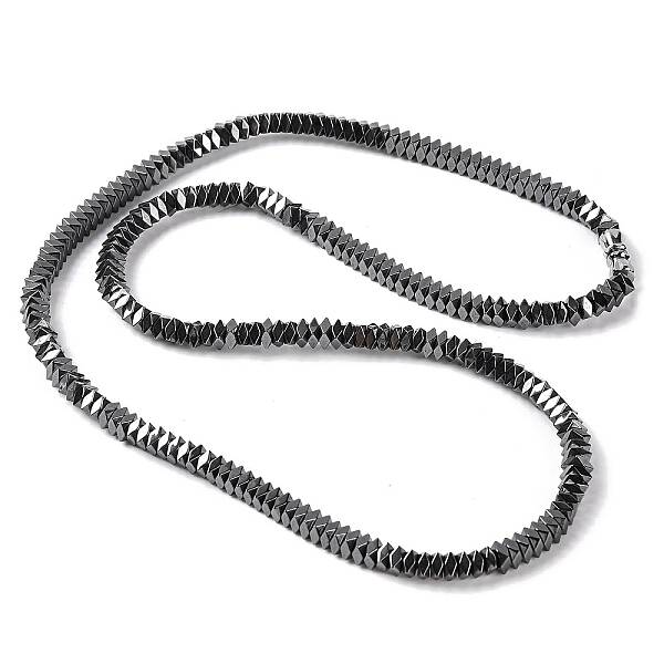 Faceted Square Synthetic Non-magnetic Hematite Beaded Necklaces