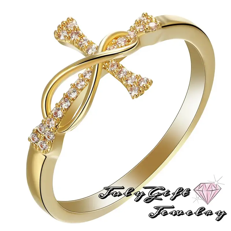 Cubic Zirconia Cross Infinity Ring