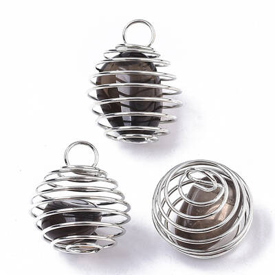 Iron Wrap-around Spiral Bead Cage Pendants