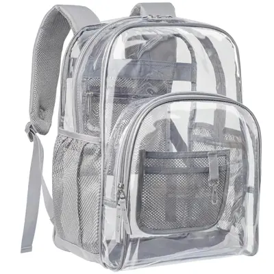 Clear Backpack Transparent Heavy Duty Bookbag, Clear PVC Daypack, Casual Style Durable School and Travel Bag for College Work...