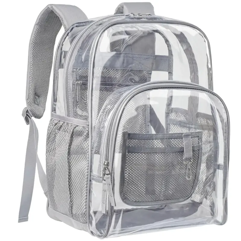 Clear Backpack Transparent Heavy Duty Bookbag, Clear PVC Daypack, Casual Style Durable School and Travel Bag for College Work...
