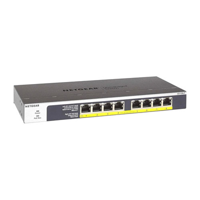 Netgear GS108LP-100NAS | Prosafe GS108LP 8 x Ports PoE+ 10/100/1000Base-T Rack-mountable Unmanaged Gigabit Ethernet Network S...