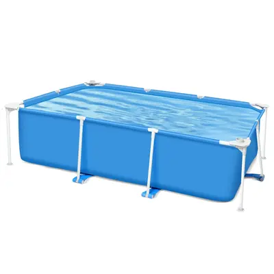 Garvee 118L x 79W x 26H Above Ground Outdoor Swimming Pool Rectangular Frame for Backyard, Durable Steel Construction