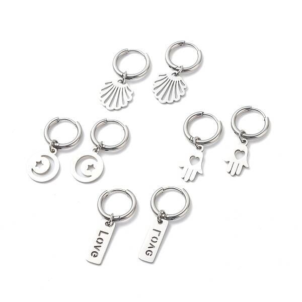 Non-Tarnish 304 Stainless Steel Dangle Hoop Earrings for Women