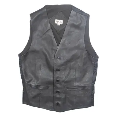 ANGELO LITRICO Mens Waistcoat Black Faux Leather S