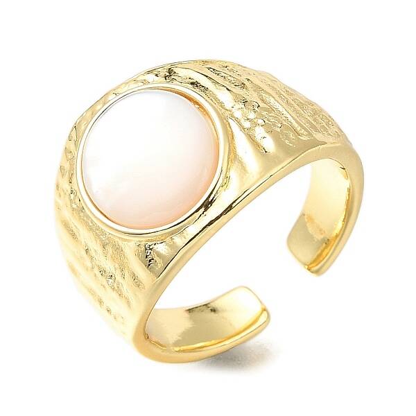 Rack Plating Brass Shell Open Cuff Rings for Women