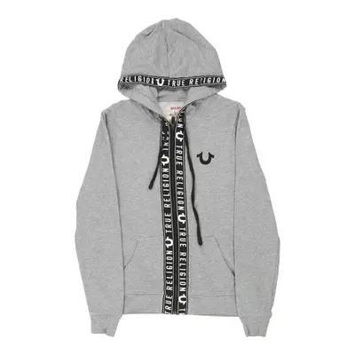 True Religion Spellout Hoodie - XL Grey Cotton