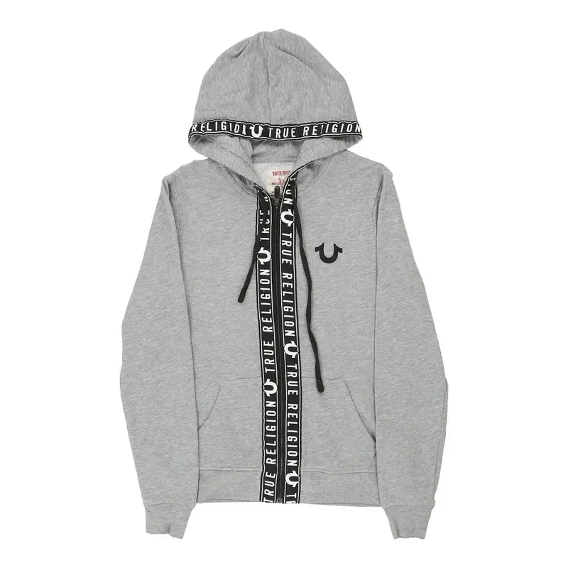 True Religion Spellout Hoodie - XL Grey Cotton