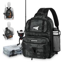 KastKing BaitSpace Fishing Sling Bag, Water-resistant Fishing Backpack with Rod & Beverage Holder, Adjustable Straps, Tackle ...