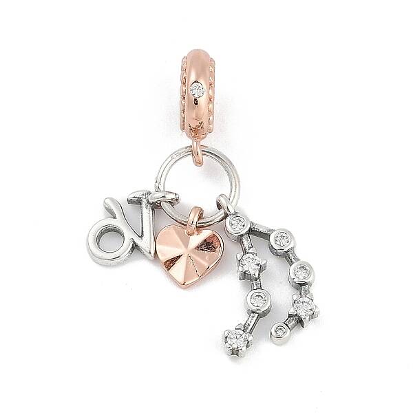 Brass Pendants with Cubic Zirconia European Beads