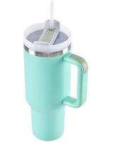 40 oz Tumbler with Handle and Straw 100% Leakproof Insulated Stainless Steel Water Bottle in Mint Green for Everyday Use
