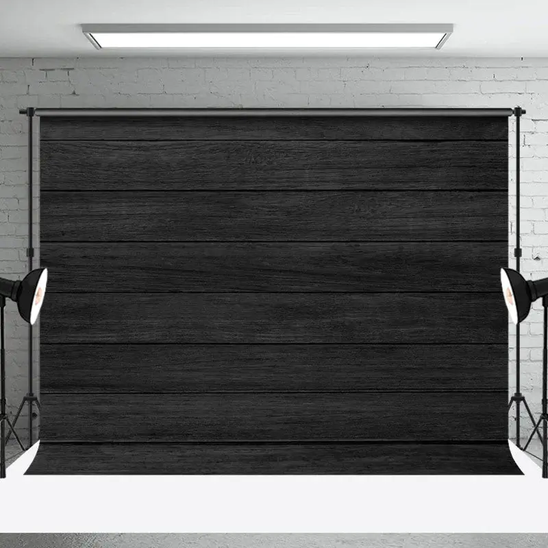 Black Horizontal Stripe Wood Photography Backdrop