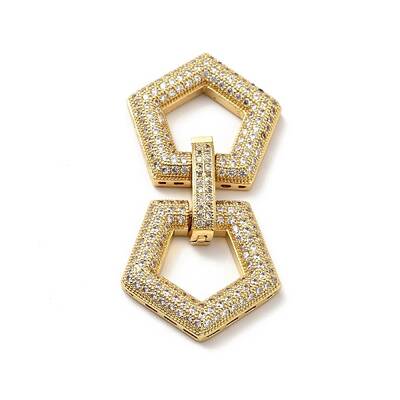 Brass Micro Pave Clear Cubic Zirconia Fold Over Clasps