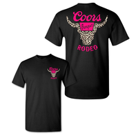 Coors Rodeo T-shirt, Pink Bold Leopard Print Bull Design, for Rodeo Fans and Western Style Enthusiasts, Comfortable and Styli...