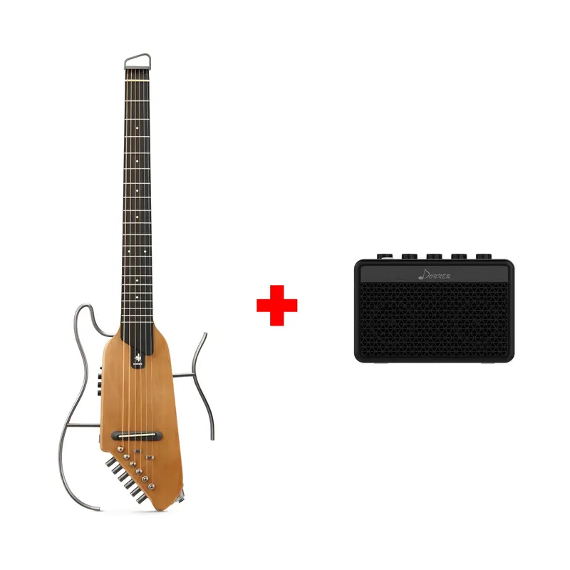 Donner HUSH™ I Acoustic-Electric Travel Guitar - Maple Natural / Guitar+5W Amplifier