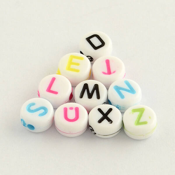 Opaque Acrylic Flat Round Beads