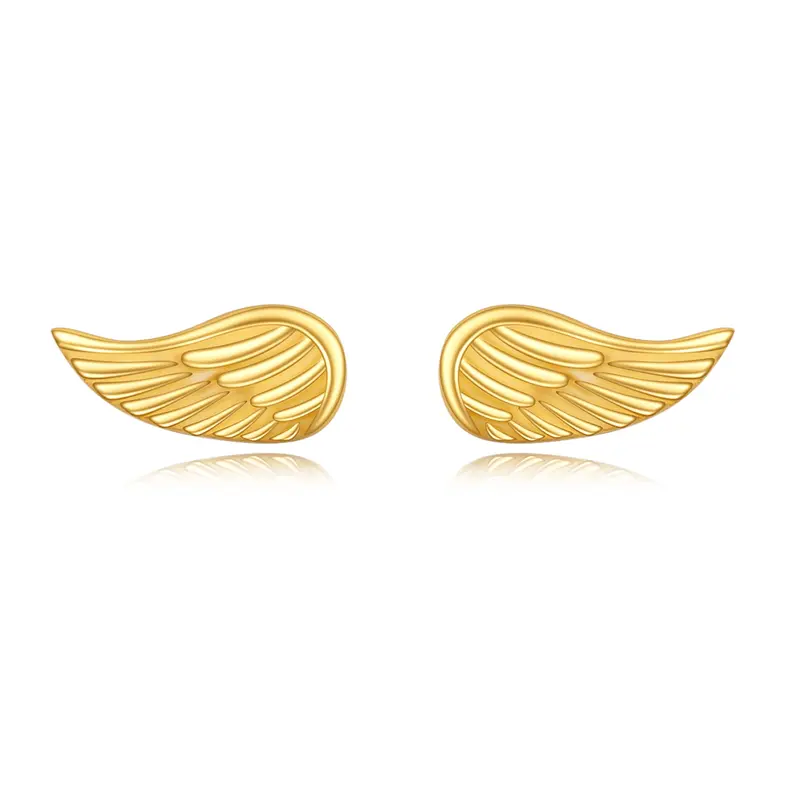14K Gold Angel Wing Stud Earrings