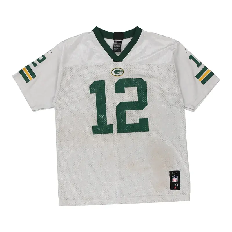 Age 13-14 Green Bay Packers Aaron Rogers Reebok NFL Jersey - XL White Polyester