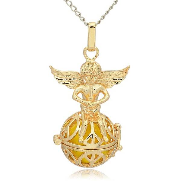Golden Tone Brass Hollow Round Cage Pendants