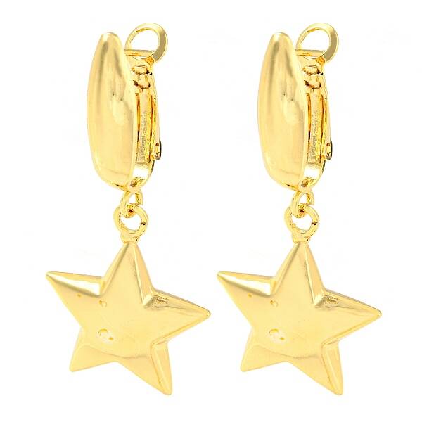Rack Plating Brass Star Dangle Hoop Earrings