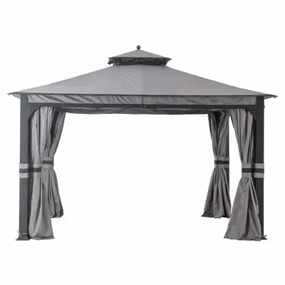 SUNJOY Dark Gray+Black Replacement Canopy For Grey Soft Top Gazebo (10X12 Ft) L-GZ1140PST-G Sold At Lowe's