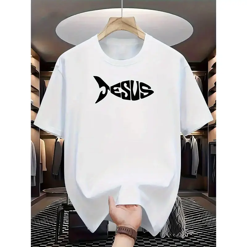 Men'S Breathable Graphic T-Shirt - Quick-Dry, Comfort Fit with Christian Print, Casual Summer Top in Navy Blue, Casual Attire...