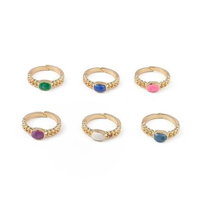 Enamel Rectangle Open Cuff Ring
