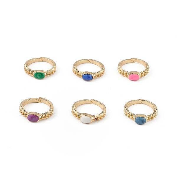 Enamel Rectangle Open Cuff Ring