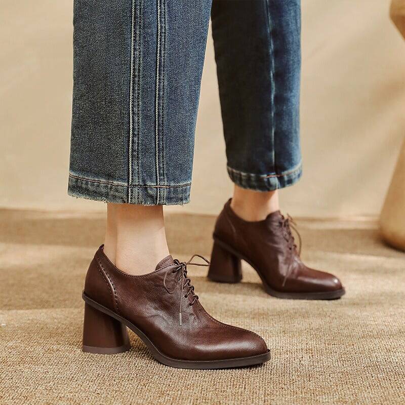 CHIKO Bean Round Toe Block Heels Oxfords Shoes