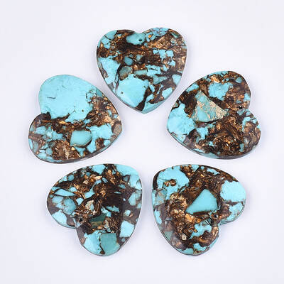 Assembled Natural Bronzite and Synthetic Turquoise Pendants