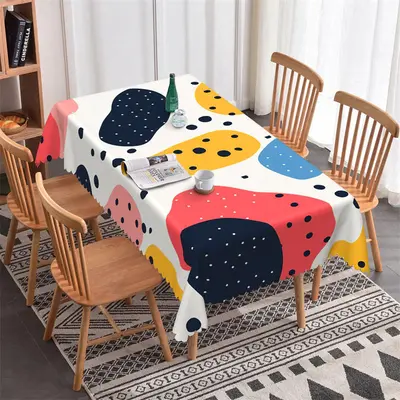 Nordic Dot Colorful Abstract Rectangle Tablecloth - Aperturee