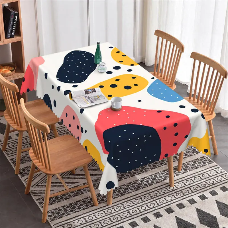 Nordic Dot Colorful Abstract Rectangle Tablecloth - Aperturee