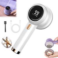 Fabric Shaver, Lint Remover Rechargeable, Electric Portable Sweater Defuzzer ，Digital LED Display，with 3 Speeds, 6 Leaf B...