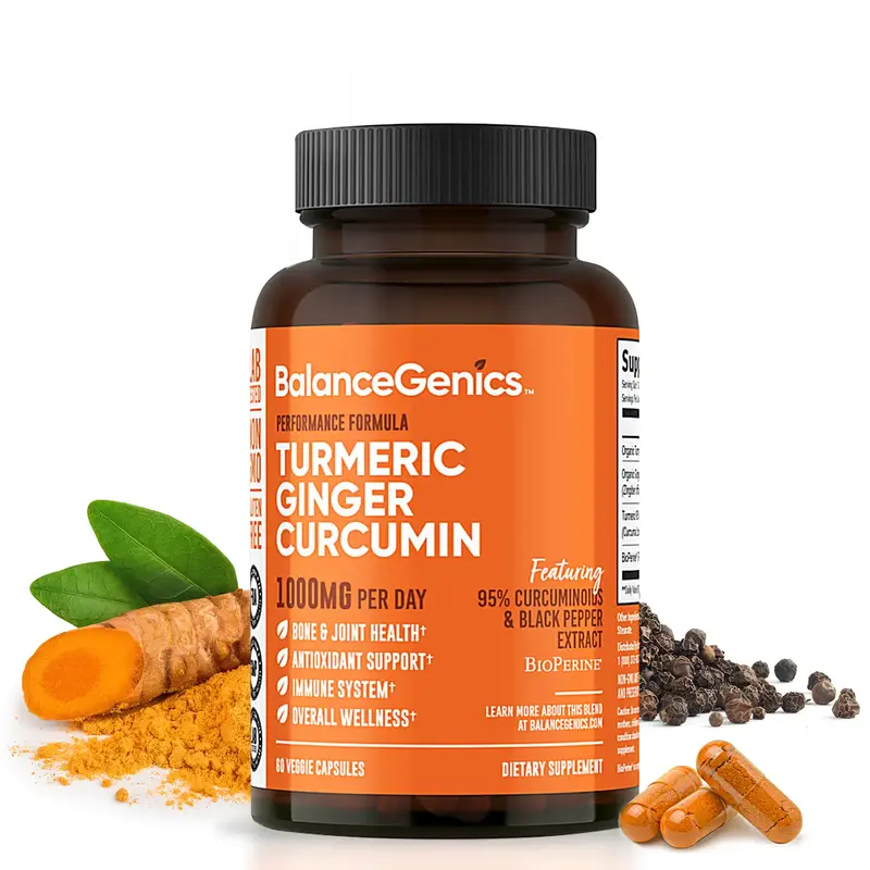 BalanceGenics Turmeric Curcumin Supplement with Black Pepper & Ginger Root 1000mg | Max Strength 95% Curcuminoids Curcuma | J...