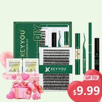 Valentine's Day KEYYOU DIY Lash Extensions Kit Individual Lash Clusters Kit Volume Waterproof Long-Lasting Soft 300Pcs D Curl...