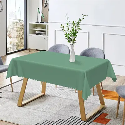 Simple Army Green Solid Color Rectangle Tablecloth - Aperturee