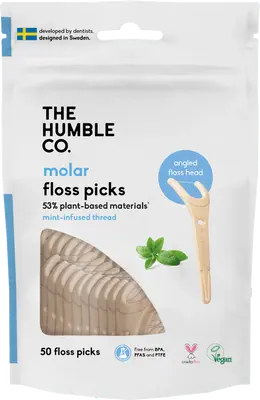 Plant-based Floss Picks - Grip Handle - Mint (50 pcs)
