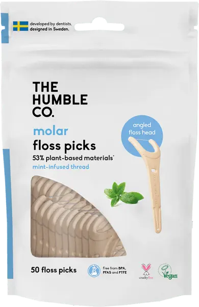 Plant-based Floss Picks - Grip Handle - Mint (50 pcs)