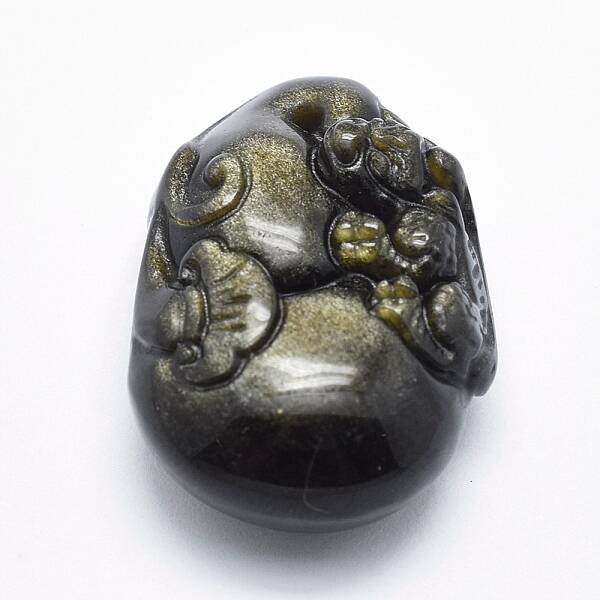 Natural Golden Sheen Obsidian Pendants