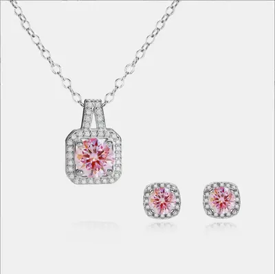 【120】 SAKURA PINK SYNTHETIC MOISSANITE SET – Trendy, Fashionable, Ideal for Special Occasions, Feminine and Elegant