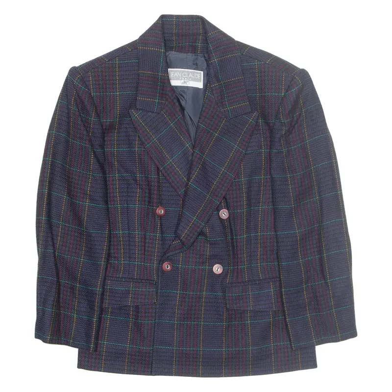 JEAN CLAUDE Paris Womens Blazer Jacket Blue Wool Plaid M