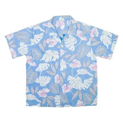 NEW HORIZON Mens Hawaiian Shirt Blue Floral XL