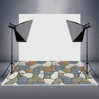 Red White Blue Garden Paving Stone Rubber Floor Mat - Aperturee