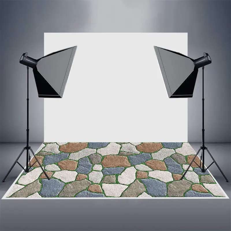 Red White Blue Garden Paving Stone Rubber Floor Mat - Aperturee